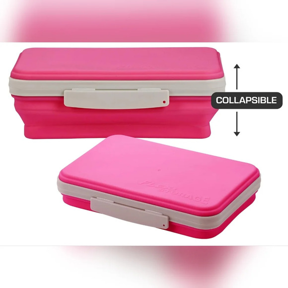 It's Academic Pink Rubber Flexi Storage Collapsible Pencil & Supply Case‎ - Picture 9 of 9
